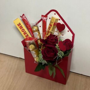 valentine special box with roses and chocolates